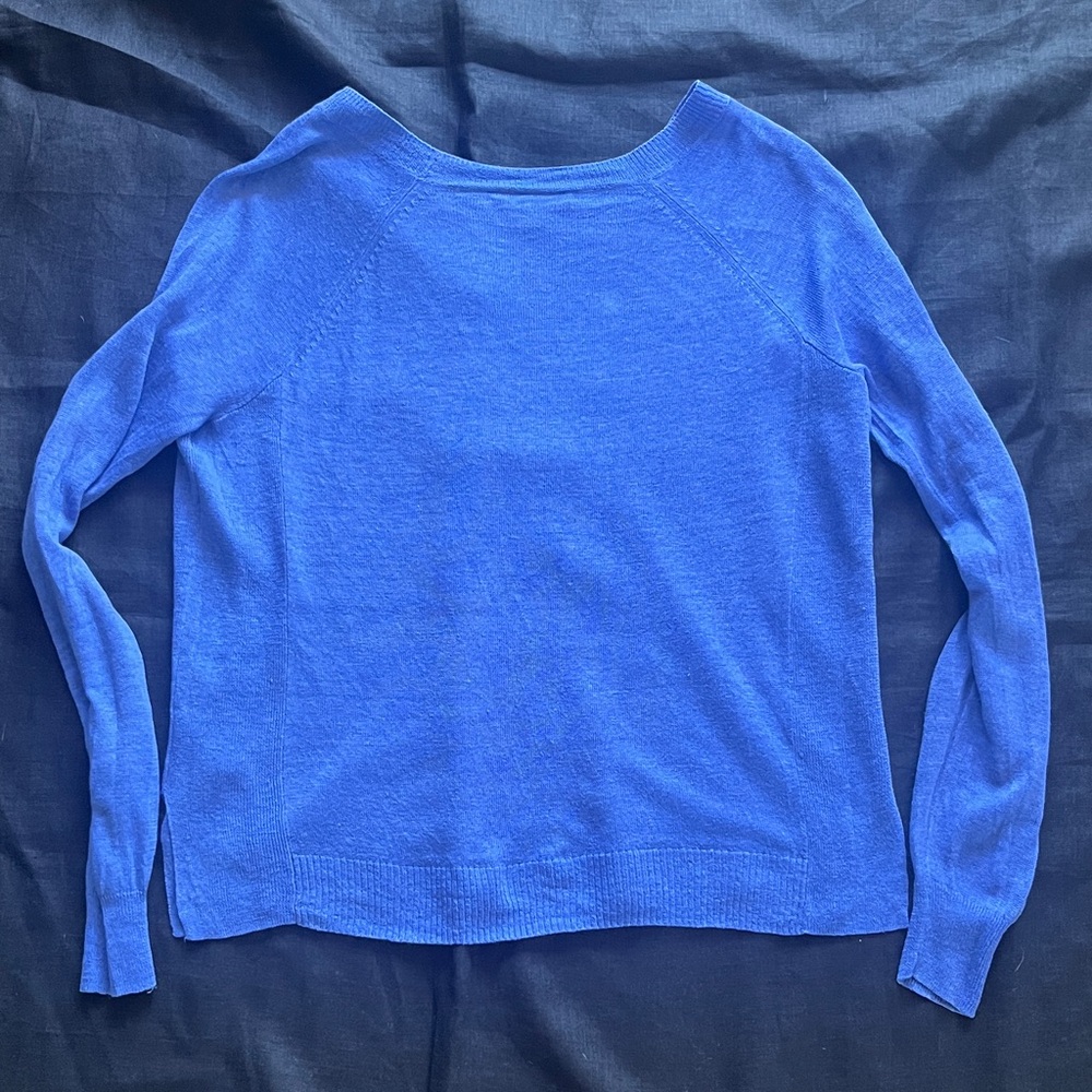 J. Crew Cornflower Blue Linen Long Sleeve Sweater XS - Picture 7 of 10